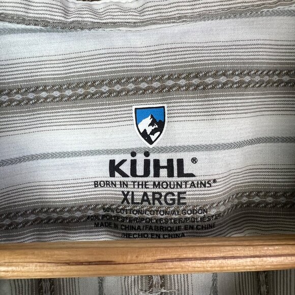 Kuhl Mens‎ SZ XL Beige Striped Short Sleeve Button-Down Shirt - Picture 7 of 8